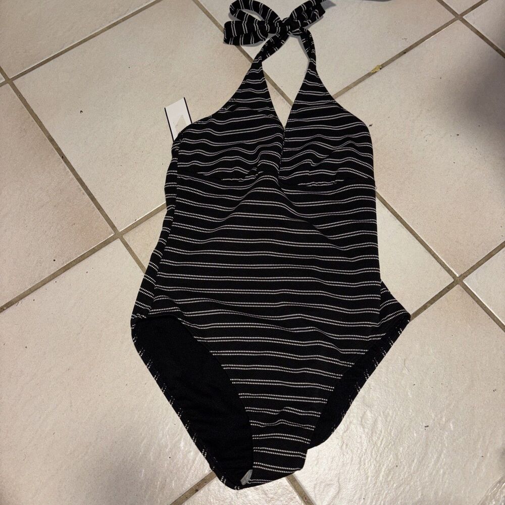 Chaps Black swimsuit One Piece Halter 10